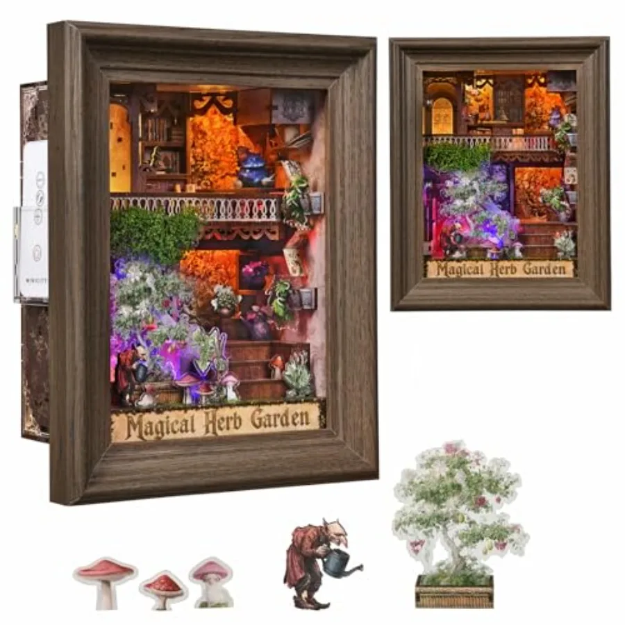 

Lighted Framed Wall Art, LED Wall Decor with Dust Cover and Remote Control, 6 Lighting Modes, Type-C Rechargeable, Wall Mount a