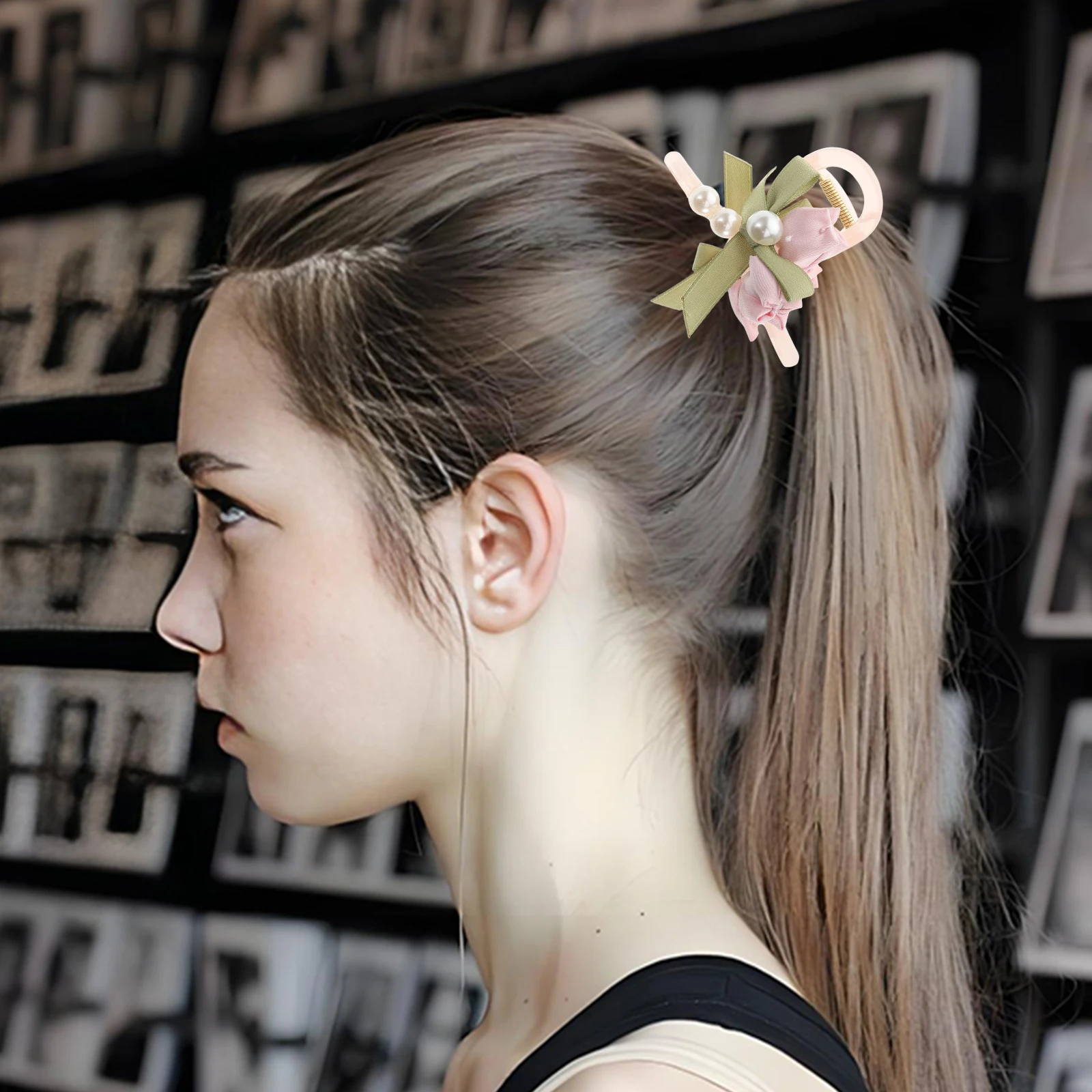 

Tulip Hair Scratch Cute Accessories Claw Clips for Women Headgear Flat Plastic Asian