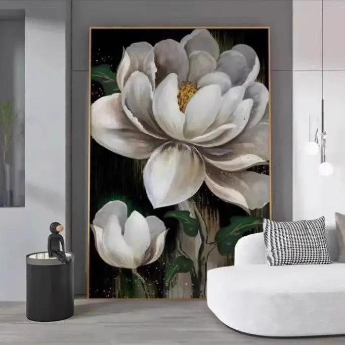 

Handmade Cross Embroidery 2023 Finished White Peony Scenery Flower New Style Living Room and Bedroom Decoration Hanging