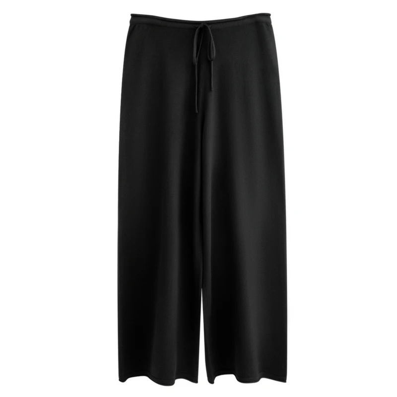 Autumn winter new women's elegant knitted imitation wool tight pants jacket fashionable casual straight leg elastic rope pants