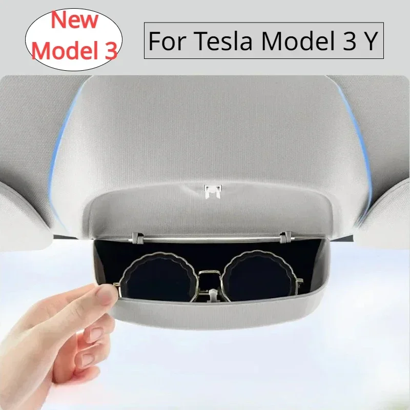 For Tesla Model 3 Y Model 3 Highland 2024 Organizer Glasses Box Holder Car Sun Visor Car Glasses Holder Case Glasses Storage Box