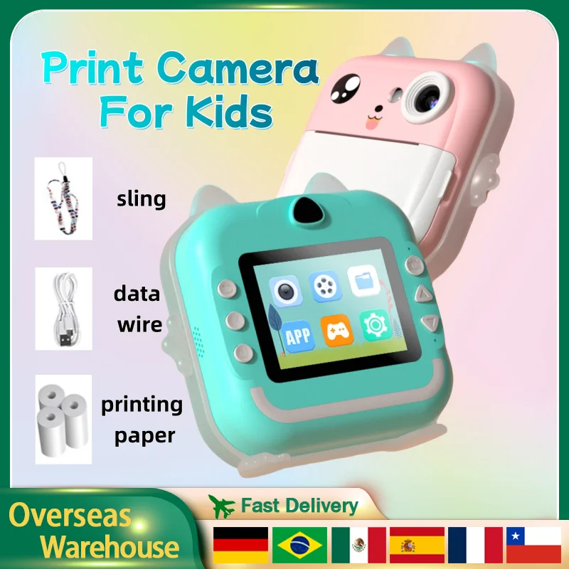 Hot Children's Printing Camera Instant Print Mini Digital Camera For Kids Gifts 1080p HD Screen Outdoor Toy Print Thermal Paper