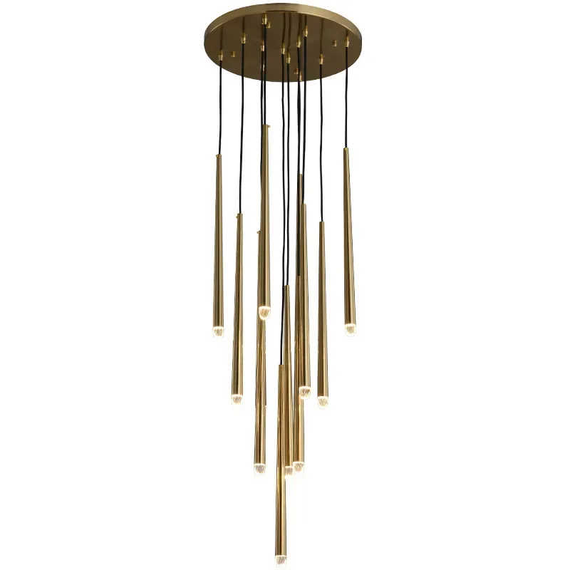 American Retro Led G9 Pendant Chandelier Modern Villa Stairs  Suspend Lamp Home Decor Gold  Luminaria Lamparas Lighting