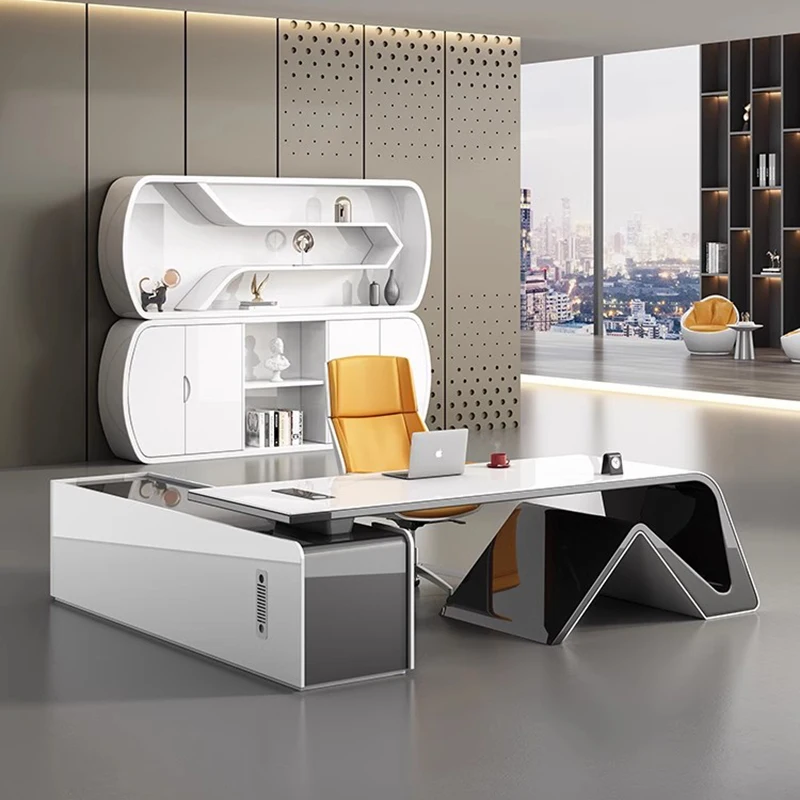 Kawaii White Standing Desk Computer L Shape Modern Office Executive Modern Desk Small Study Schreibtisch Rustic Furniture