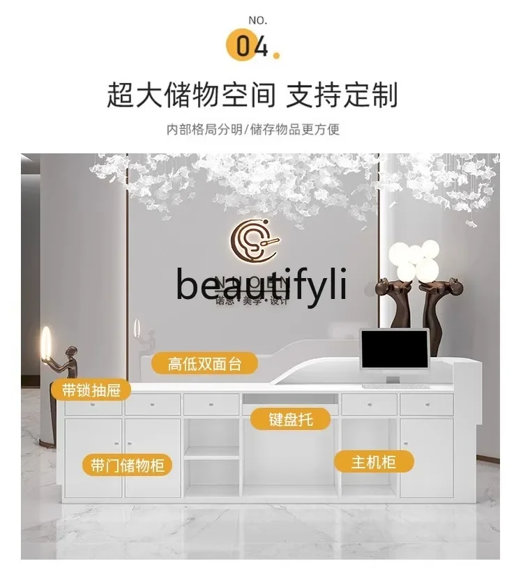 zzqClothing Store Bancone cassiere Semplice e moderno Salone di bellezza Bancone reception aziendale d'arte curvo di lusso leggero