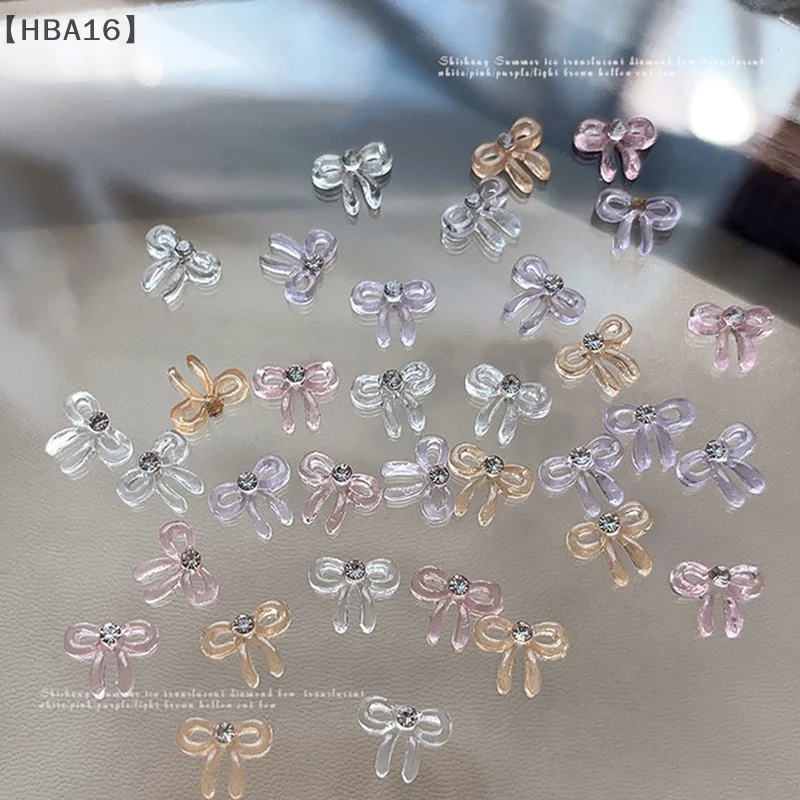 10 قطعة ثلاثية الأبعاد شفافة مسمار الفن حجر الراين القوس السحر اكسسوارات أجزاء ل مانيكير الأظافر لوازم الديكور