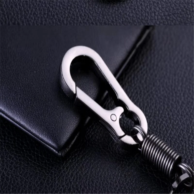 Spring Keychain Climbing Hook Keychain Simple Strong Carabiner Shape Keychain Accessories Metal Vintage Keychain