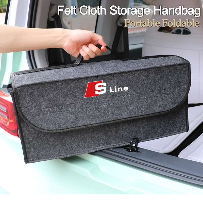 Car Trunk Storage Box Trip Camping Organizer Bag Foldable For Audi Sline A3 A1 A4 B8 B7 A6 C7 A5 A7 A8 B9 B6 C6 Q2 Q3 Q5 Q7 Q8