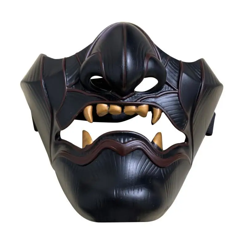 Halloween Tsushima Mask Japanese Face Dark Men and Women Half Face Resin Prajna Mask