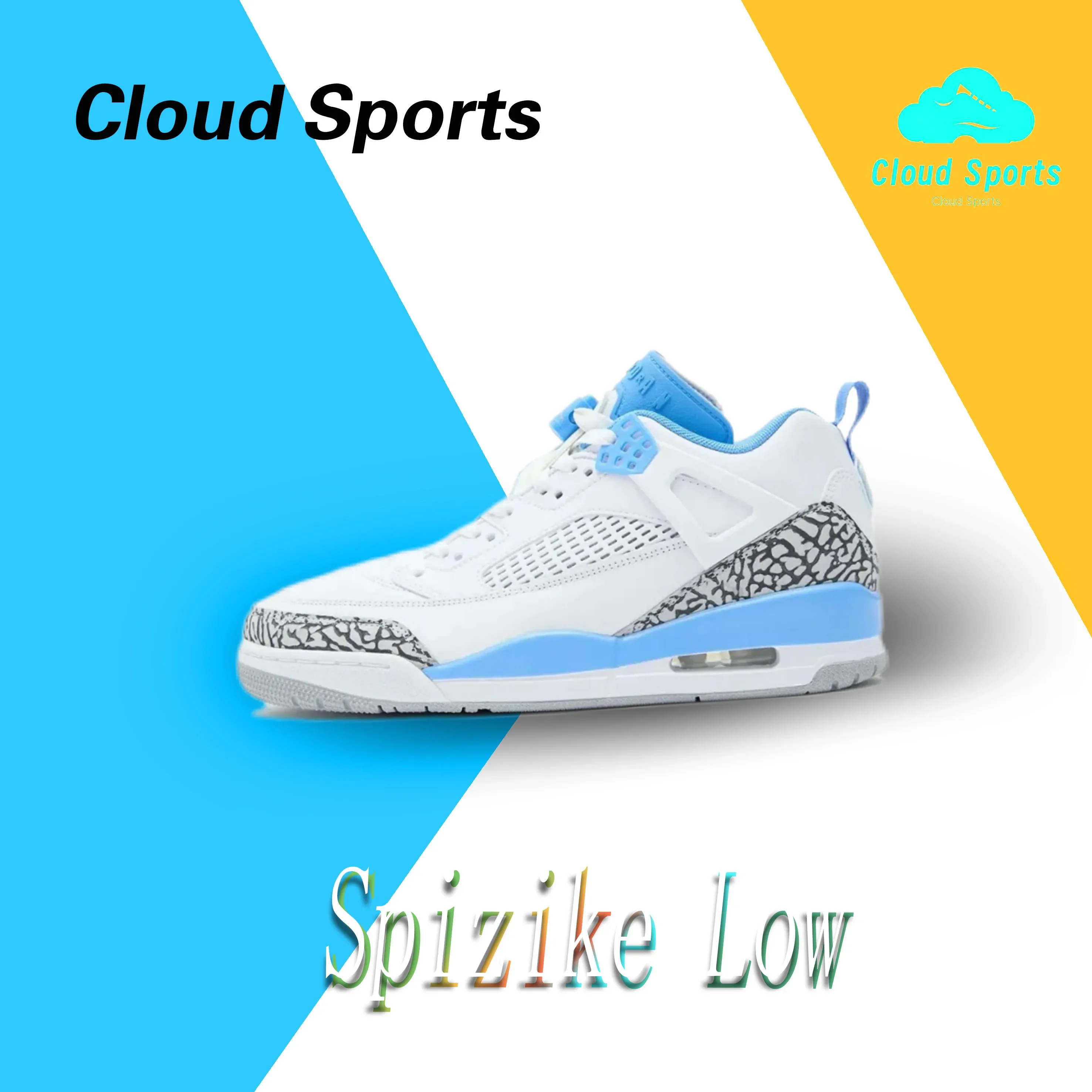 Jordan Spizike LOW Comfortable Hundred Wear-resistant Low Top Retro Board Shoes Blue White