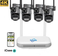Uzoom 8CH NVR Wireless Camera Kit Ai Humman Detect Outdoor 4K PTZ WiFi Night Vision CCTV Security Surveillance System ICsee