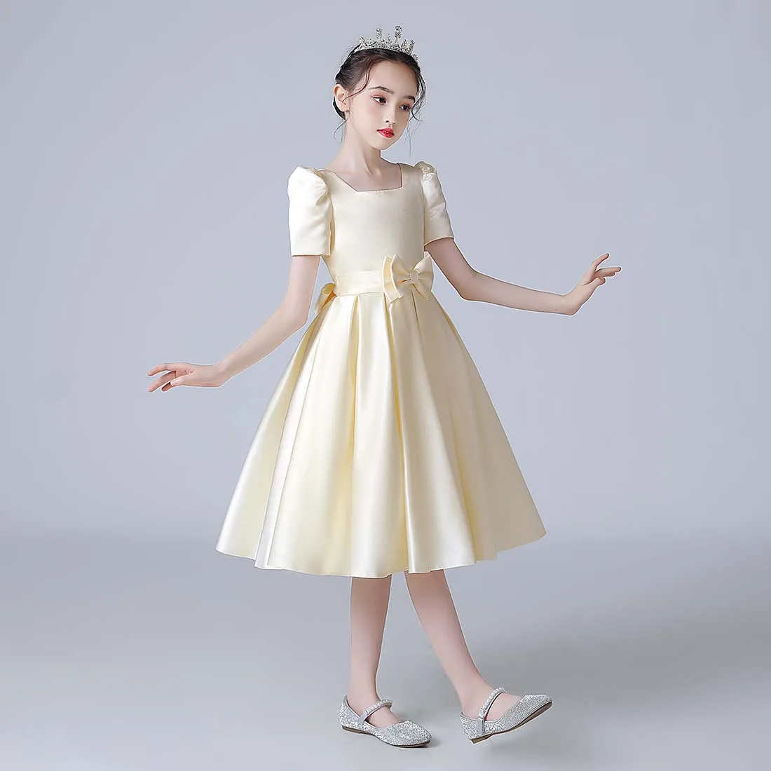 Flower Girl Wedding Dress Birthday Short Princess Dress Children's Elegant Piano Performance Dress