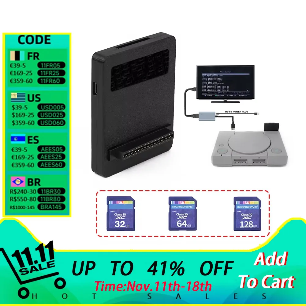 Optical Drive Emulator (Clone Version) 3D Printed Case For PS Original PSX PS1 Classic With SD Card Games Installed