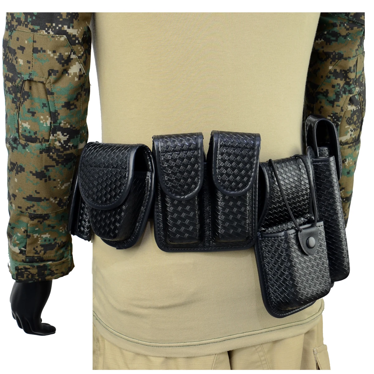 ROCOTACTICAL 8-in-1 Law Enforcement Duty Web Belt Rig with Handcuff Case, Mag Pouch, Basketweave Police Duty Belt Rig