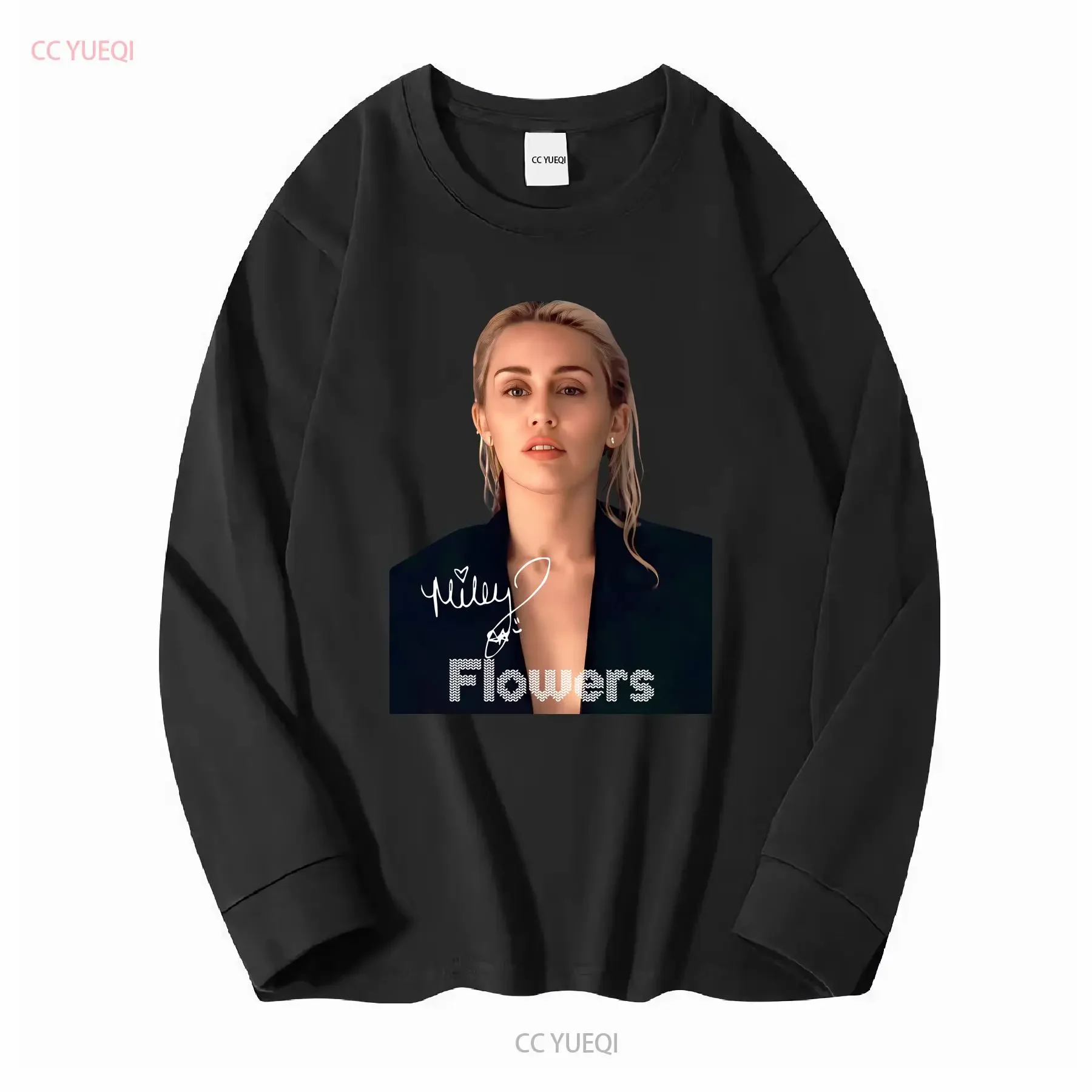 Rare Miley Cyrus Flowers  Black S 2345XL T shirt GC298 vintage Washed streetwear fashion Top For Everyday Wear Soft Versatile