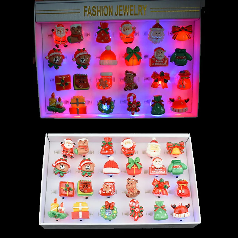 5Pcs Children's Light-up Toys Creative Fun Children's Christmas Series Ring Birthday Party Decoration Props Children's Gifts