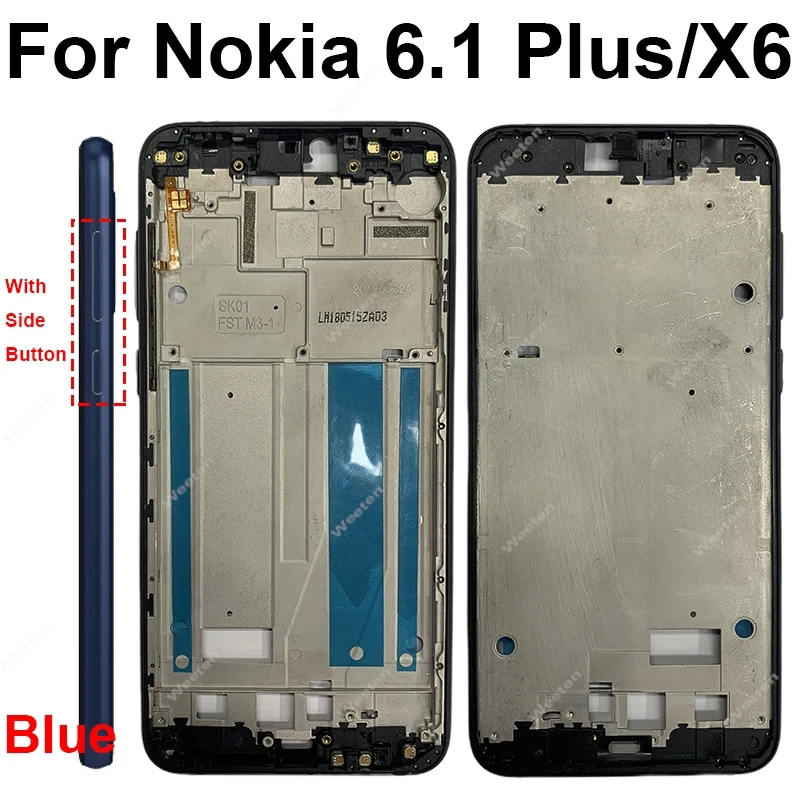 Middle Housing Frame For Nokia 6.1 Plus X6 TA-1099 TA-1116 TA-1103 TA-1083 Bezel Housing Plate Chassis With Side Keys