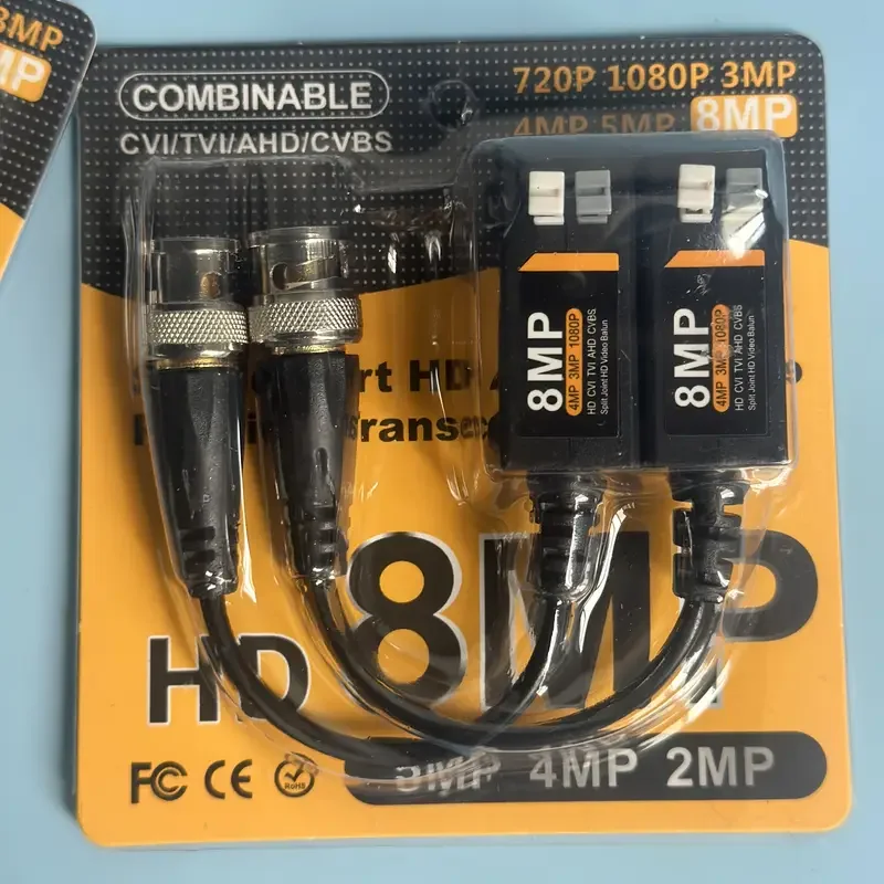 CCTV ACCESSORIES 8MP HD TVI CVI AHD BNC Video Balun Passive UTP Twisted Pair CCTV Balun for HD camera