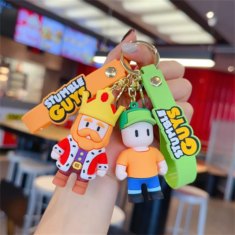 New Stumble Guys Keychain Lion Man Banana Person Doll Funny Bag Pendent Game Stumbled Keyring Car Ornament Key Accessories Gift