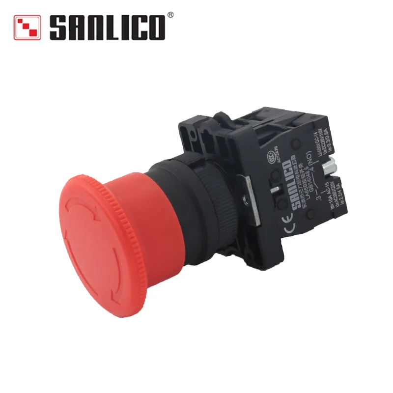 Emergency Stop Switch Mushroom Head Push Button Switch SB2 LA68B XB2ES542 ES545 Latching Turn to Telease Ø22mm