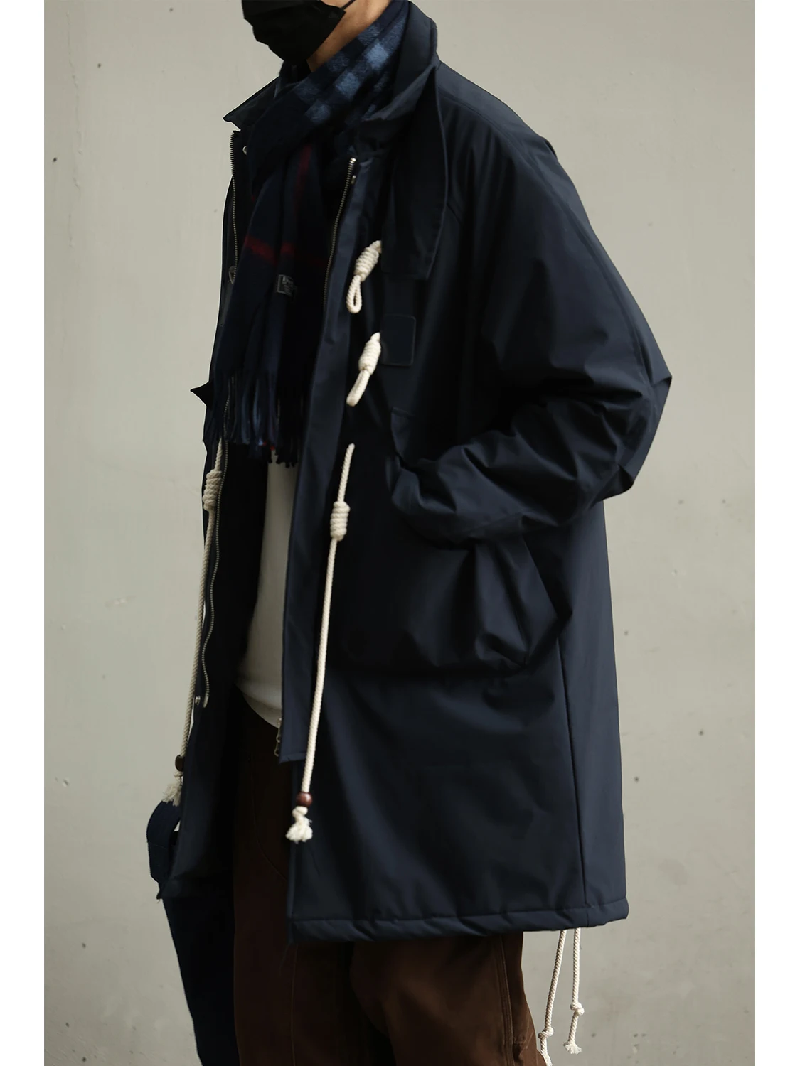 

Мужское хлопковое пальто LH Store в японском стиле, модное, ветрозащитное, на пуговицах, теплое, с длинными рукавами, на молнии