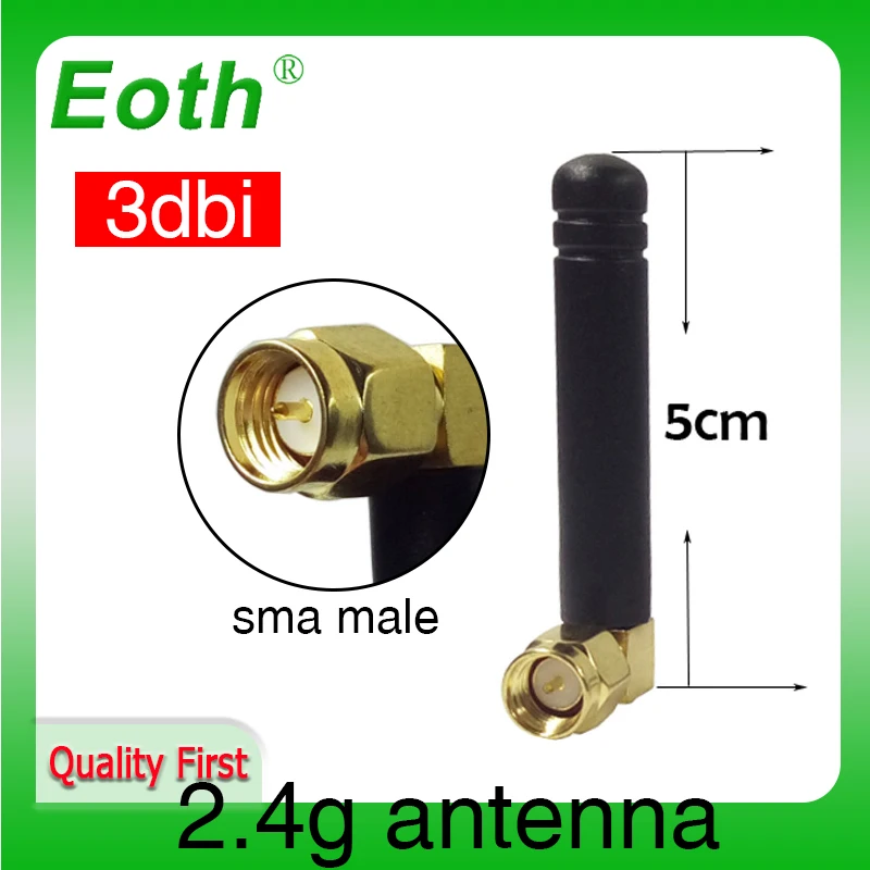 EOTH 2.4g antenna 2~3dbi sma male wlan wifi 2.4ghz antene pbx iot module router tp link signal receiver antena high gain