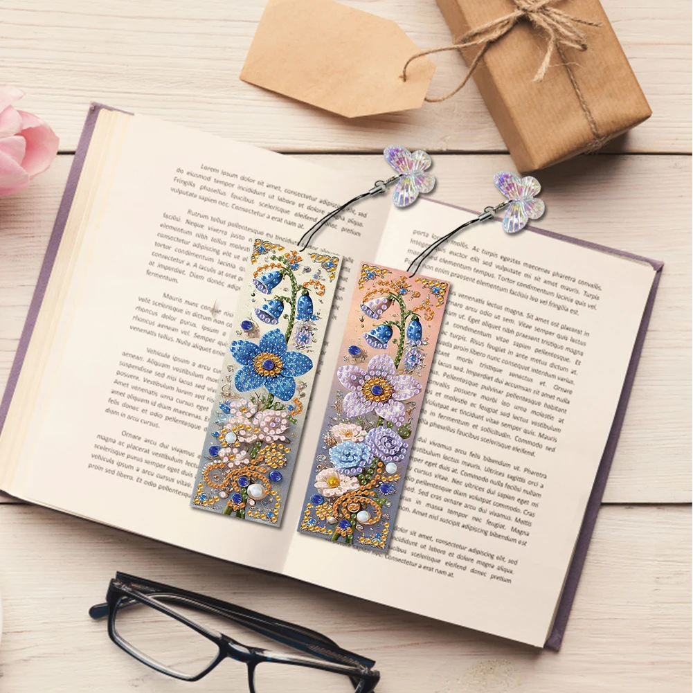 

3Pcs Butterfly DIY Diamond Art Bookmark Flowers Bookmark Gift for Book Lovers