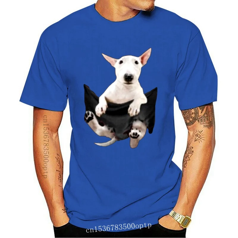 Nieuwe Mannen T-Shirt Bull Terrier In Pocket Grappig T-Shirt Vrouwen T-Shirt