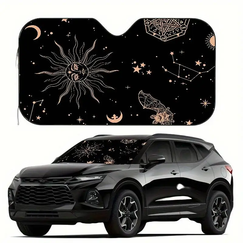 ساحرة الشمس القمر زجاج السيارة الأمامي مضحك الشمس الظل طوي الأشعة فوق البنفسجية الشمس قناع حامي ظلة للنافذة الأمامية #4