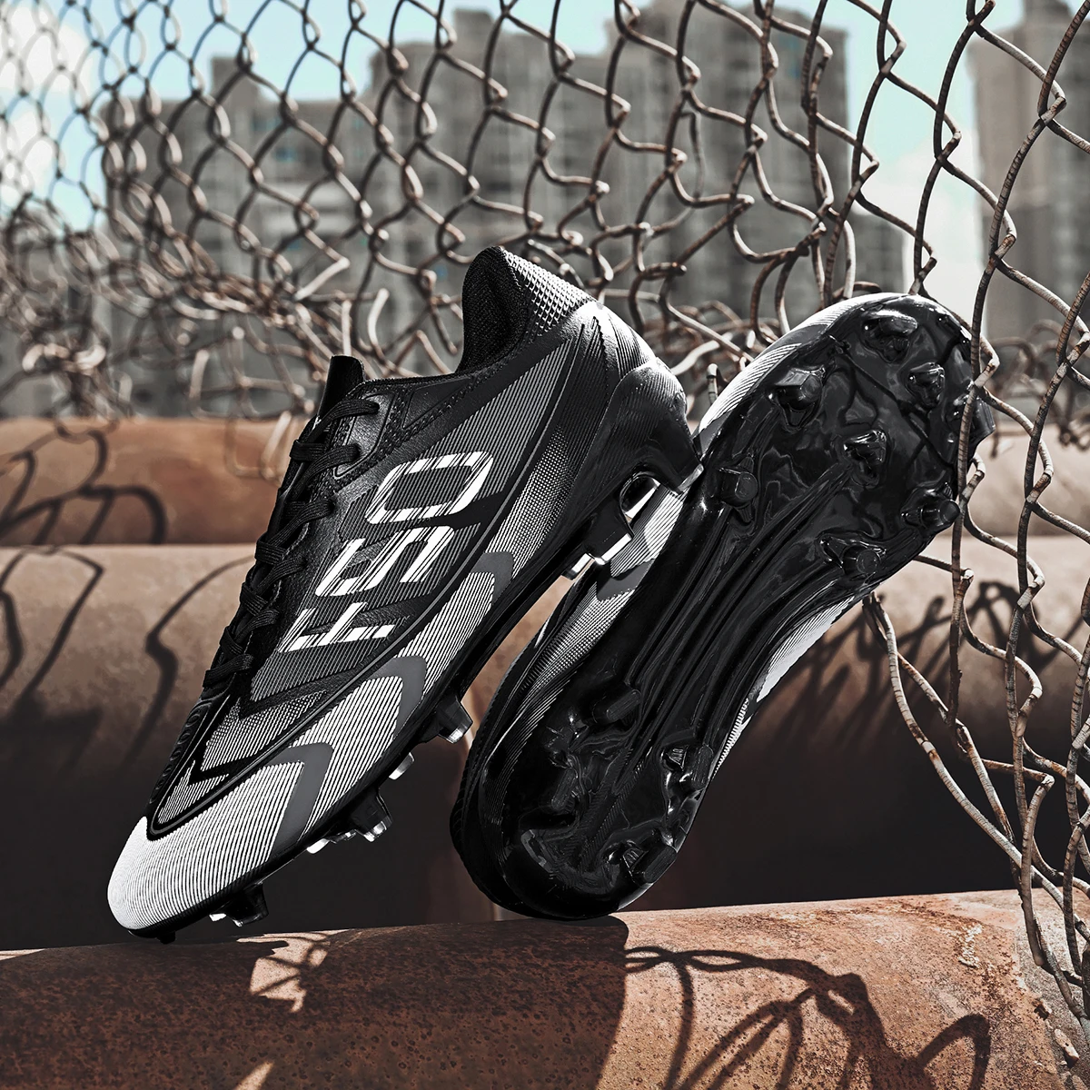 Men AG FG Hybrid Stud Soccer Shoes, Comfortable PU Upper, Shock Absorption Cleats for Natural Grass Training