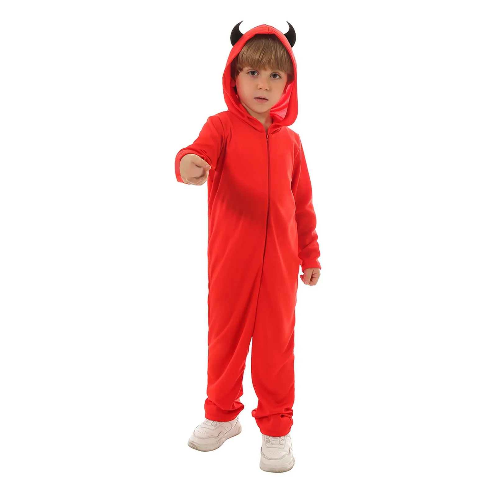 Halloween Zipper Romper baby Girls Boys Red Demon Devil Costumes Satan Cosplay Costume Children Party stage costume Jumpsuit Set