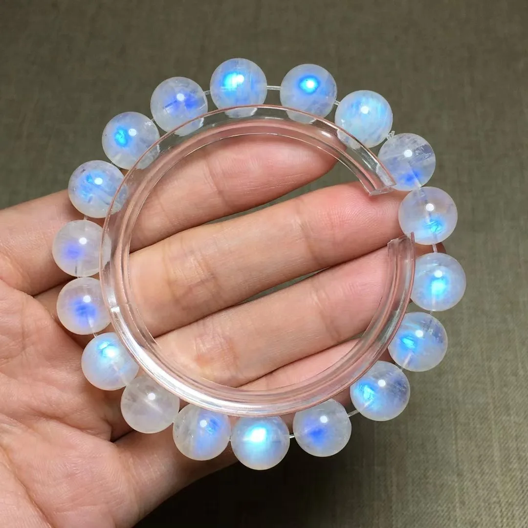 10mm Natural Moonstone Bracelet For Women Lady Men Healing Gift Blue Light Stone Energy Crystal Beads Strands Jewelry AAAAA