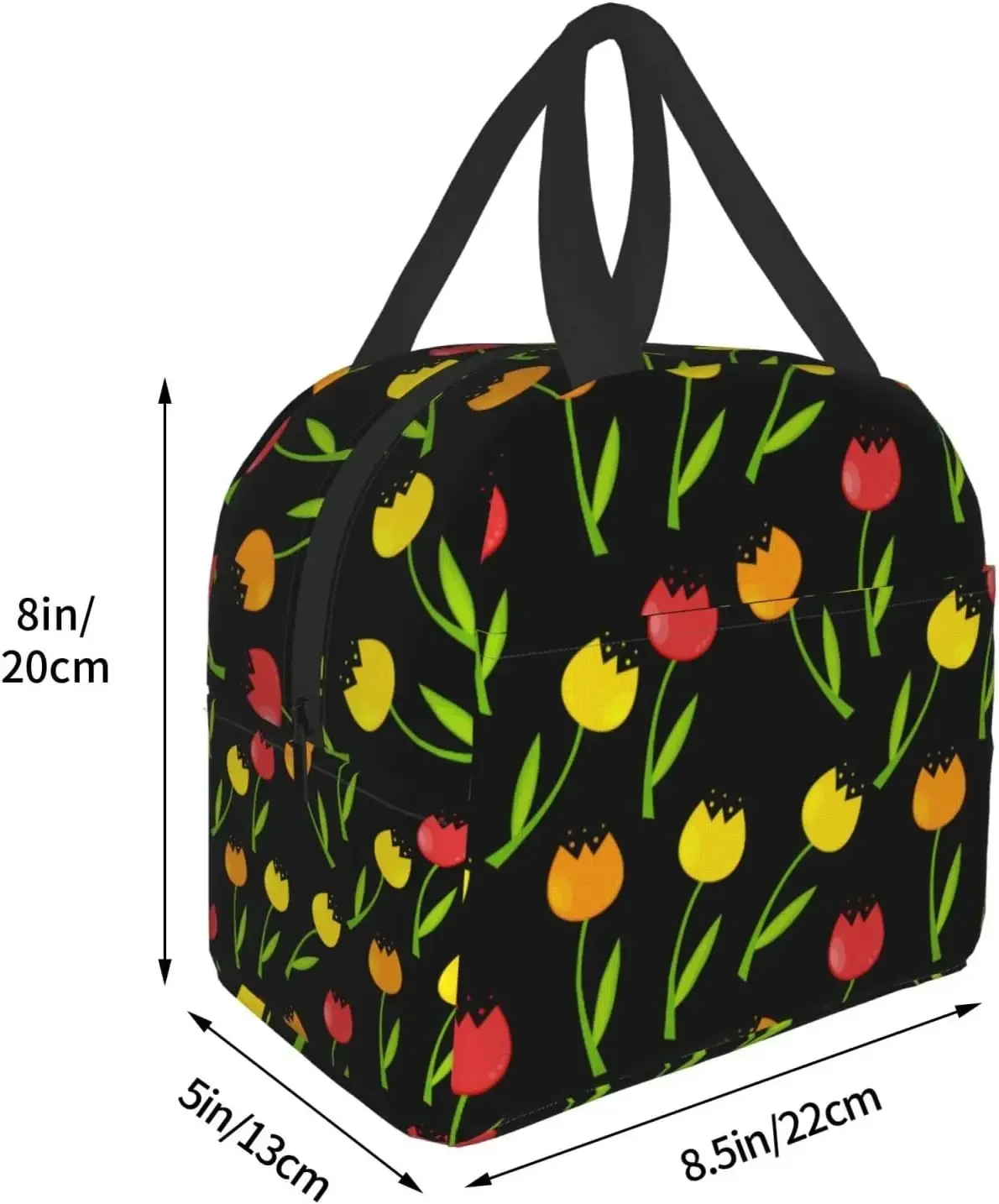 Yellow Tulip Flower Lunch Bag Travel Work Bento Cooler Reusable Tote Picnic Boxes Insulated Container Bags for Adults Boys Girls