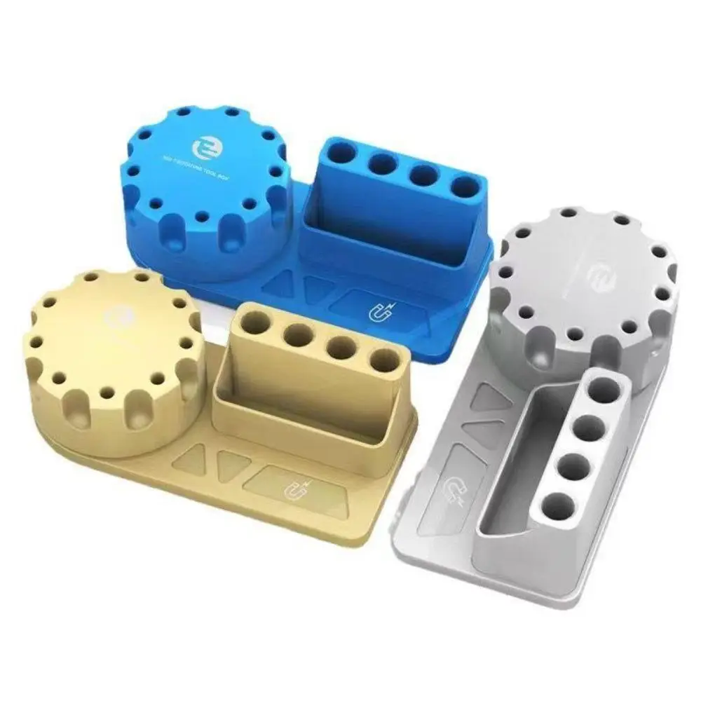 Aluminum Alloy Screwdriver Organizer Multi-Slot Structure 360 Degree Rotating Tool Storage Rack Anodized Finish