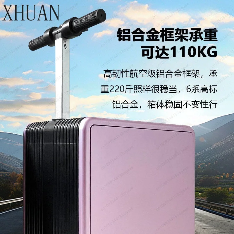 Smart Ride-On Electric Suitcase, 20 Inch Motorized Luggage with Seat, Auto-Follow & Silent Mode, Personal Mobility Carry-On