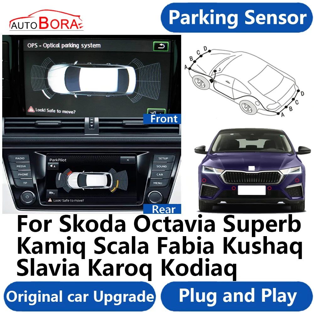 

Parking Sensor Buzzer System Reverse Backup Accessories Plug and Play For Skoda Octavia Superb Kamiq Scala Fabia Kushaq Slavia