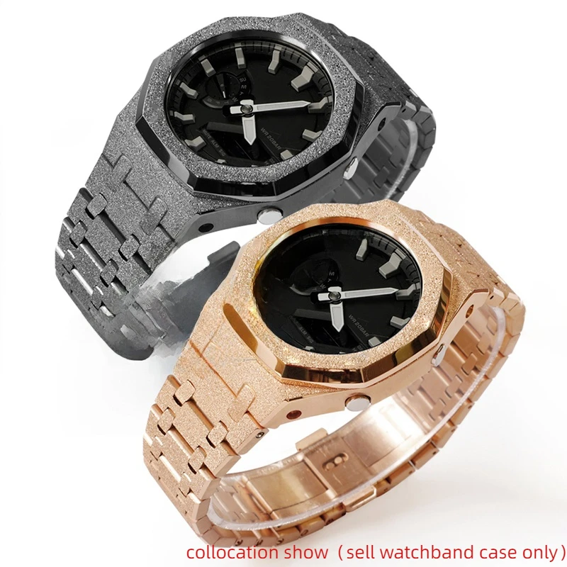 Casing Jam Tangan Logam Kit MOD DIY Casing Jam Tangan Tali Bezel Baja Tahan Karat untuk Casio untuk GSHOCK GA2100 2110 GA-B2100