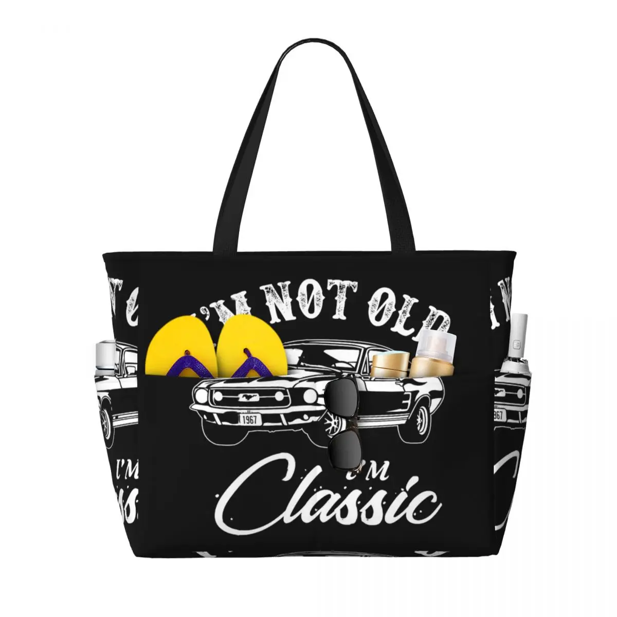 

Классическая автомобильная пляжная сумка Mustang, спортивная сумка для занятий йогой, большая сумка-тоут, женская дорожная сумка, сумка для фитнеса