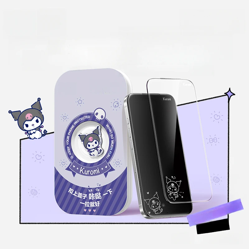 2-delige set Kawaii Cartoon Kt Kat Onzichtbare Schermbeschermer voor iPhone 17 Pro Max 16 15 14 13 Cinnamoroll Kuromi Gehard Glas