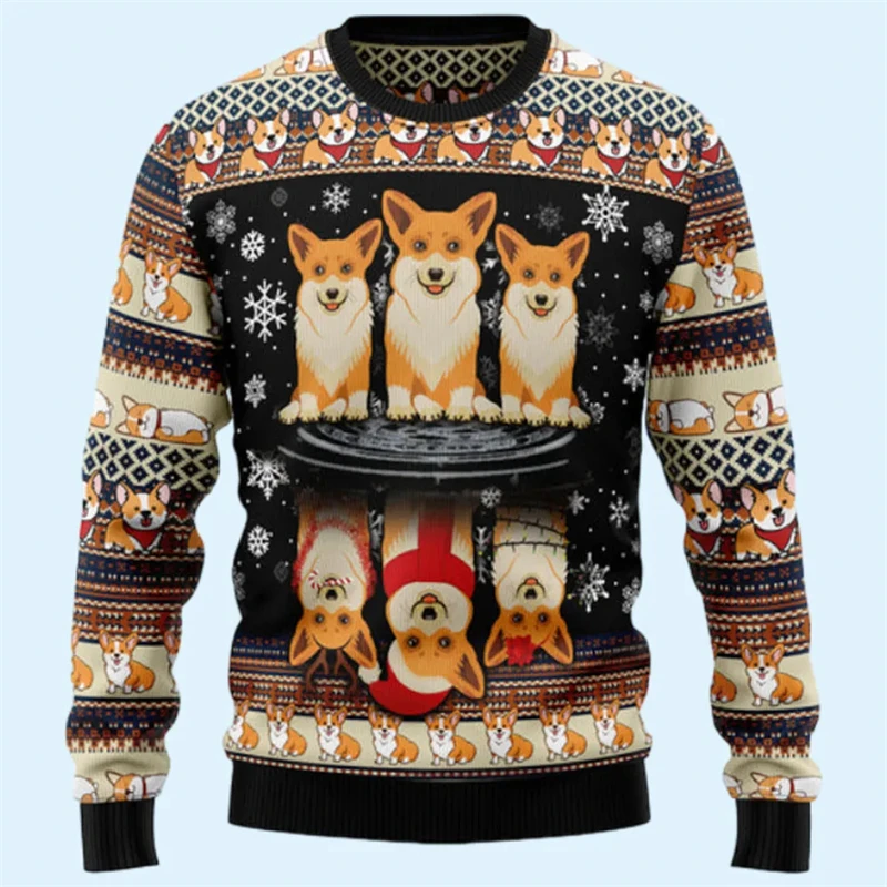 Funny Animal Graphic Ugly Christmas Sweater New Fashion Pet Dog Sweatshirts For Women Clothes Xmas Boys Kids Gift Pullovers Tops