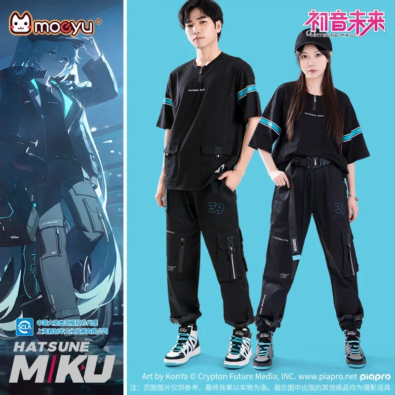 Official moeyu Hatsun Miku rider T-shirt pants women men anime cosplay T shirt Vocaloid over-size tee trousers casual costume