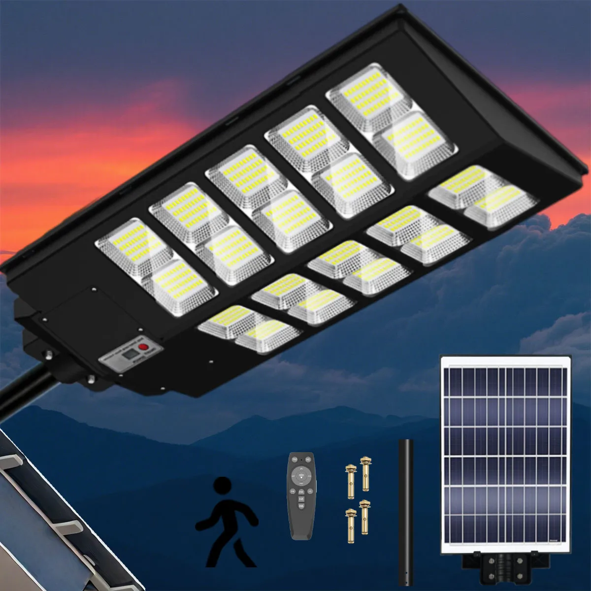 

Super Bright Solar Lights for Outside, Dusk to Dawn LED Solar Street Light Motion Sensor , Solar Security Flood Lights Outdoor