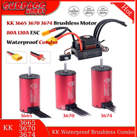 Surpass Hobby KK 3665 3670 3674 Brushless Motor 80A 120A ESC Waterproof Combo for 1/8 1/10 RC Car Drift Racing Off-Road Truck