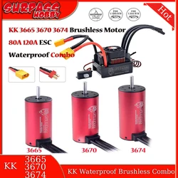 Surpass Hobby KK 3665 3670 3674 Brushless Motor 80A 120A ESC Waterproof Combo for 1/8 1/10 RC Car Drift Racing Off-Road Truck