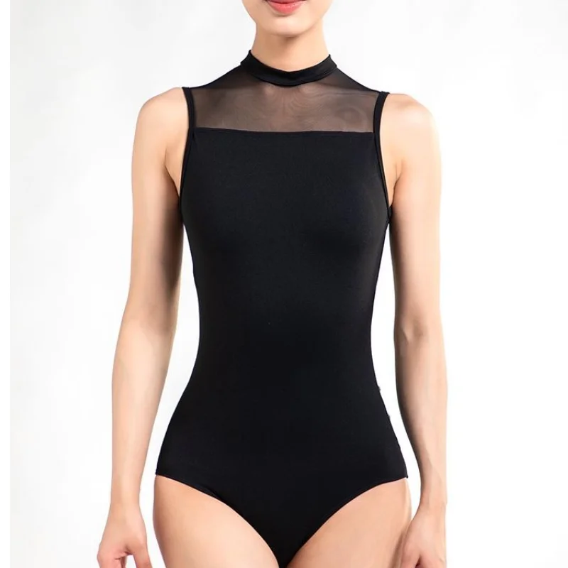 Sexy Backless One-Piece Ballet Practice Vest for Women Short Sleeveless Bodysuit High Waist Art Adult Fitness Uniform
