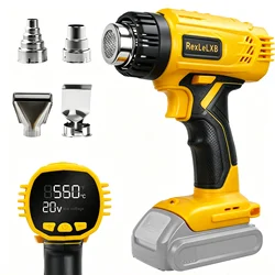 400W Cordless Heat Gun Adjustable Temperature 50℃-550℃ Fast Heating Hot Air Gun Shrink Wrapping for Dewalt 20V Battery Pin