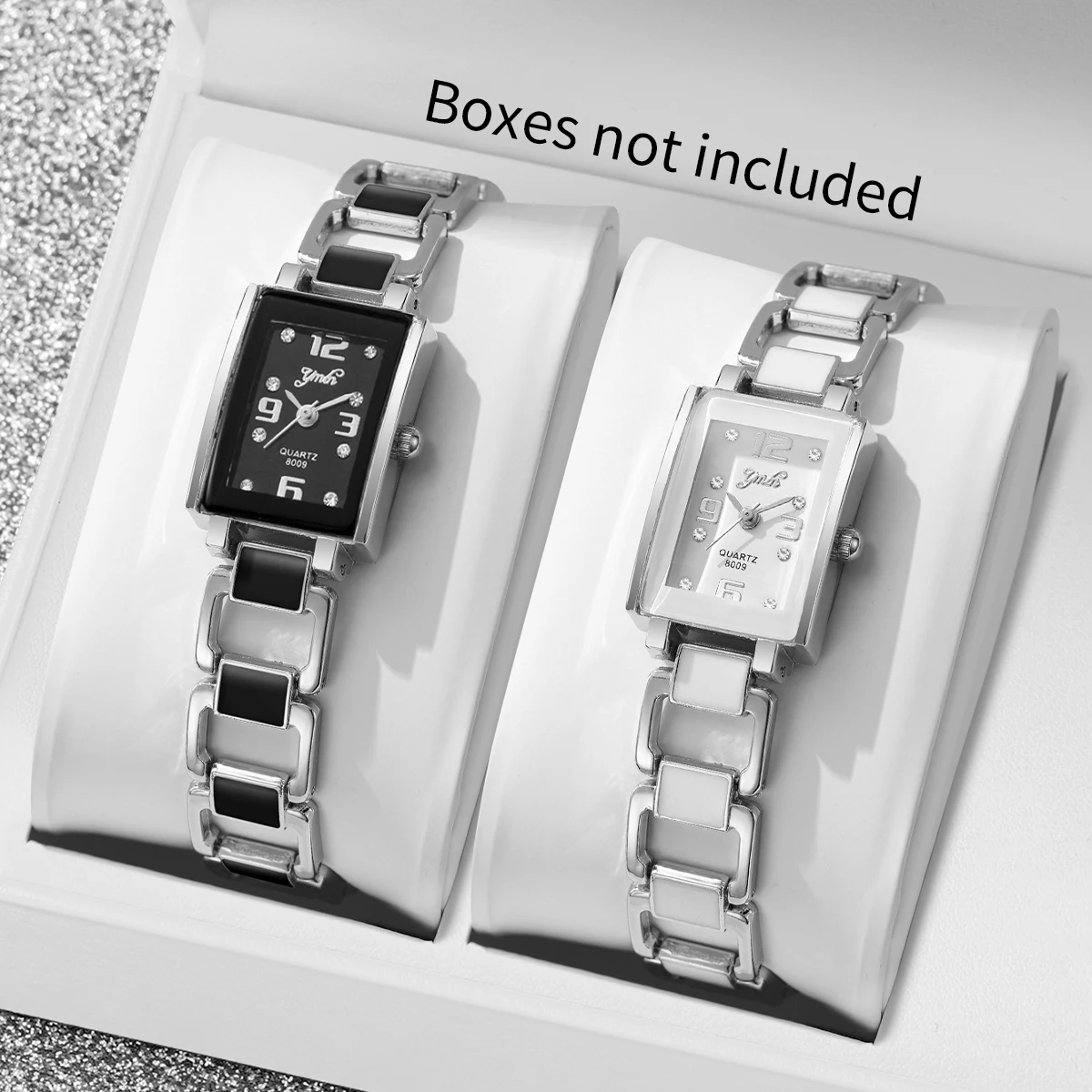 2PCS Fashion Rectangle Women Quartz Watches Set Ladies Arabic Dial Wristwatch for Girls Clock Reloj MujerWithout Box