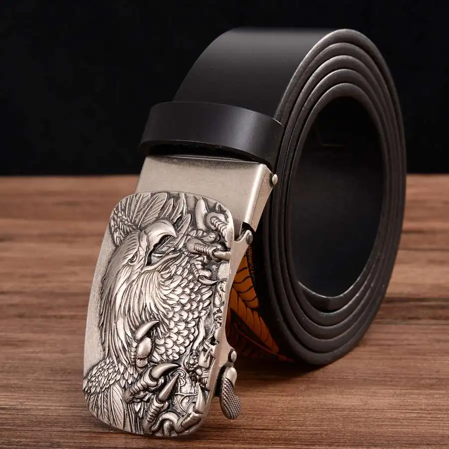Men\'s Leather Belts Belts for Men Genuine Leather Ratchet Belt Automatic Buckle Wide:35mm Men Automatic Buckle Belt