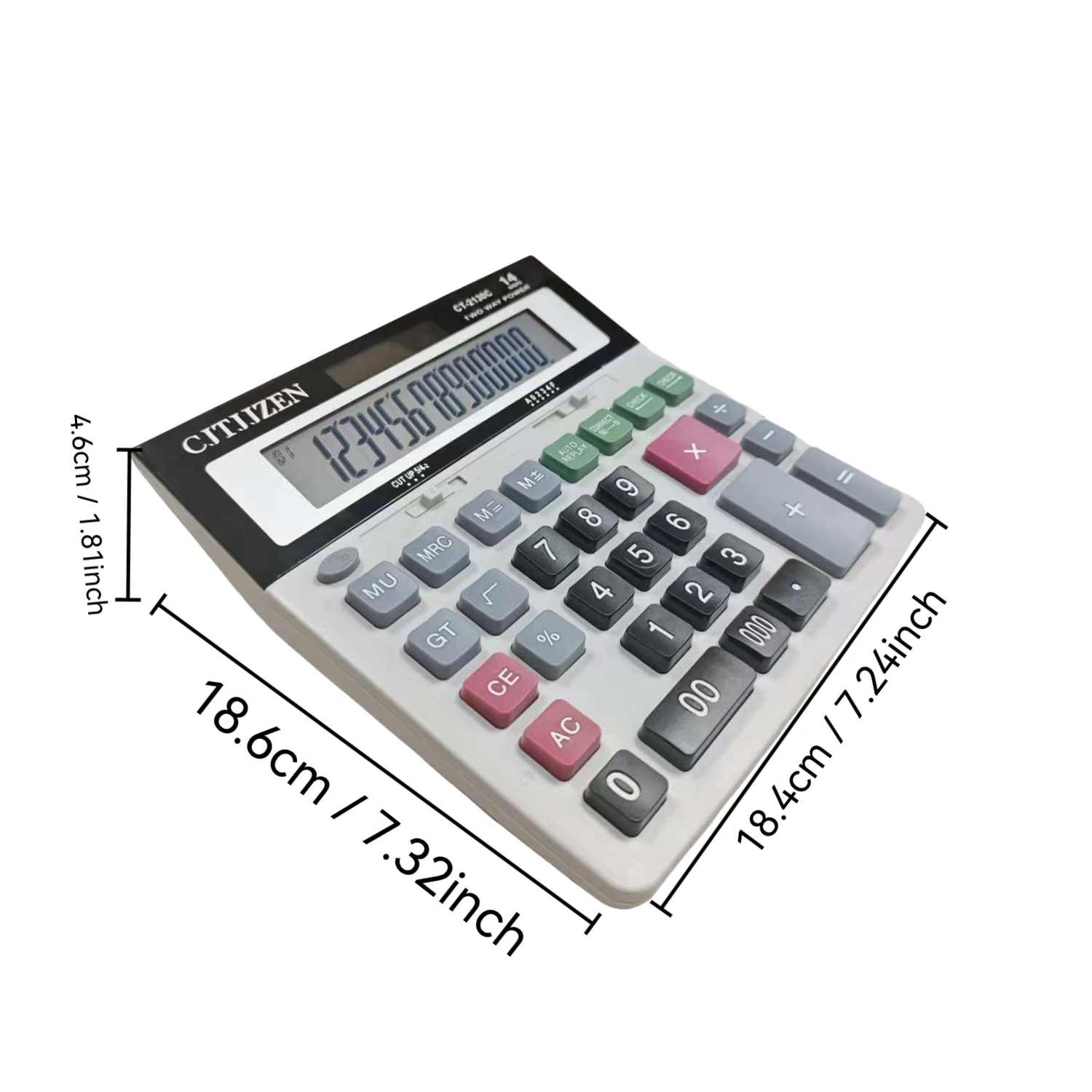 Calcolatrice elettronica a 14 cifre con doppio alimentatore solare e a batteria, adatta per ufficio, scuola e contabilità