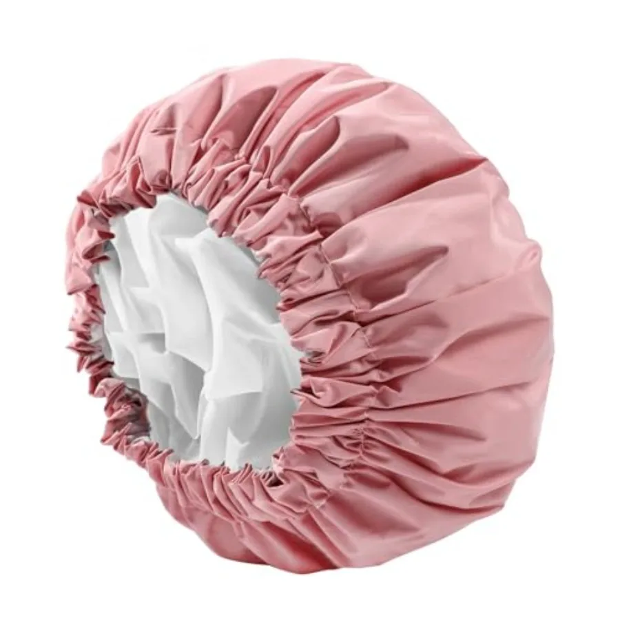 

Shower Cap, Shower Caps for Women Reusable Waterproof, Two Layer Large Shower Caps Reusable Suitable for All Types of Straight